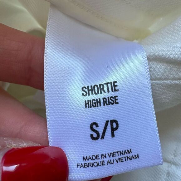 Express Super High Waisted Paperbag Shorts white linen blend size s small - Picture 3 of 7